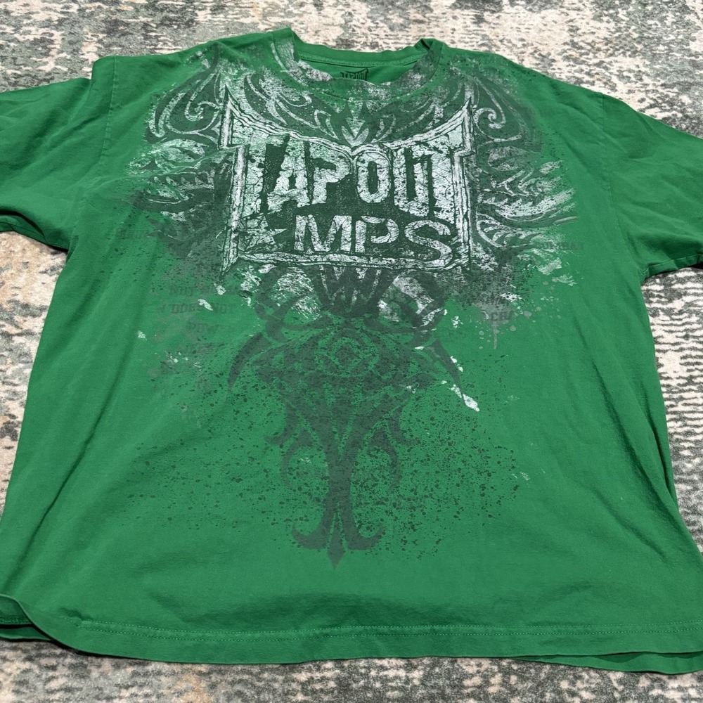Vintage Green Tapout MPS MMA T-Shirt Size 2XL Made In Mexico AOP